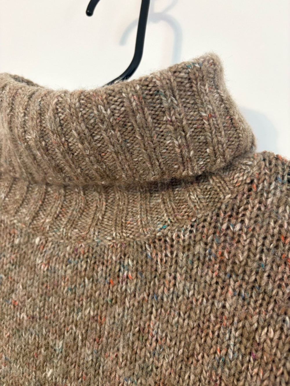 VTG Y2K LL Bean Marled Turtleneck Sweater Womens Large Brown Flecked Wool Blend - Picture 2 of 10